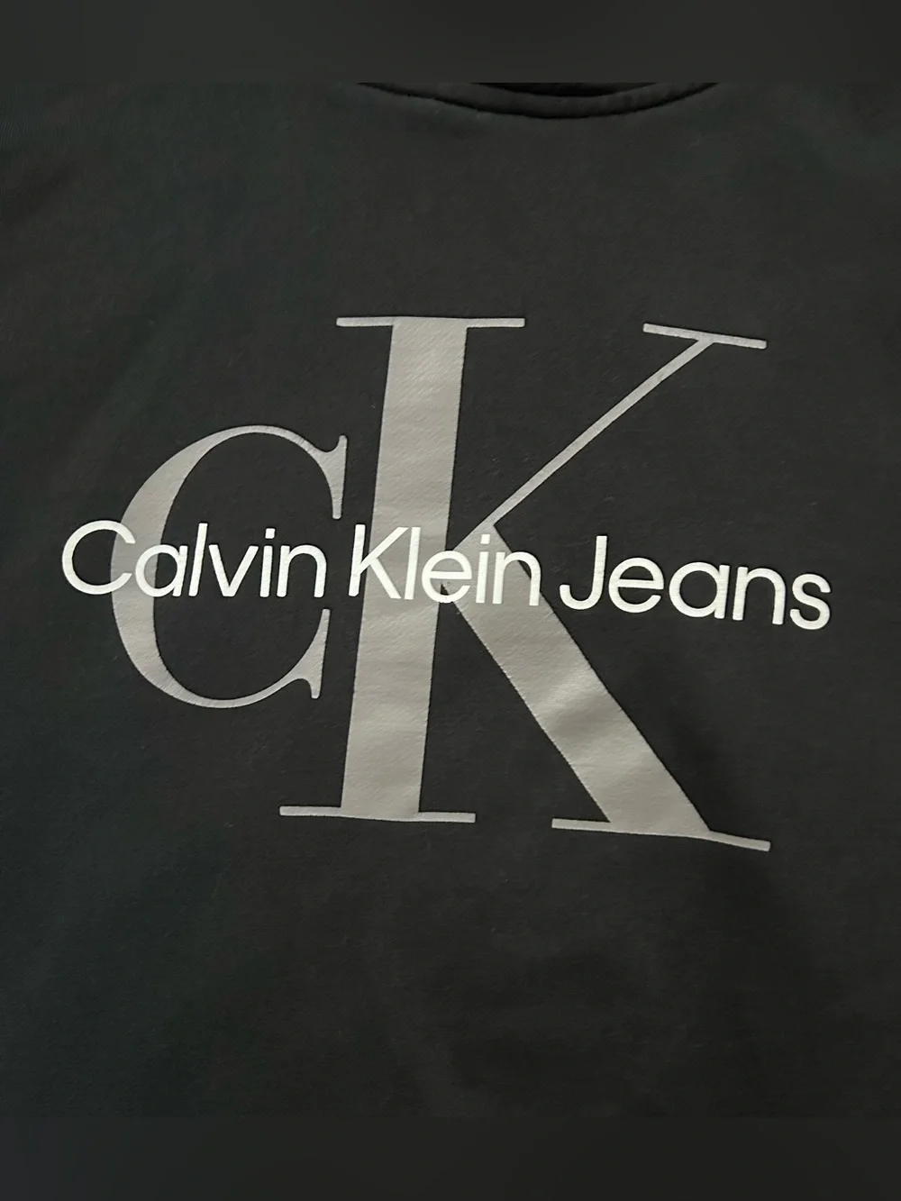 Calvin Klein Jeans Black Graphic Logo Pullover Hoodie Pocket youth L